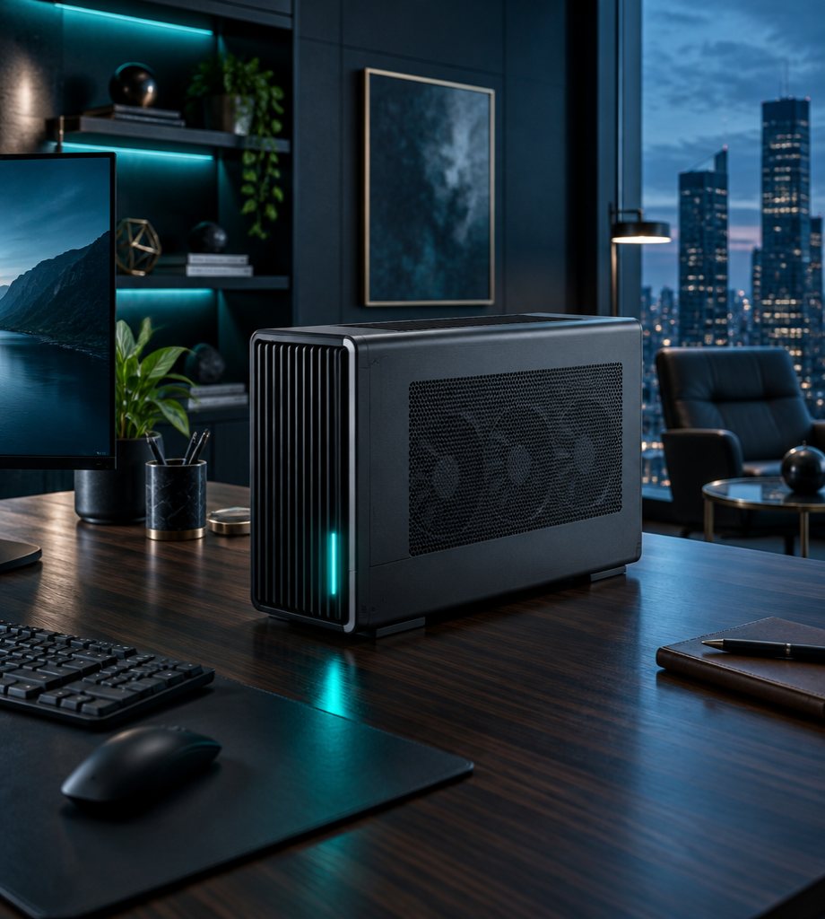 A compact private AI appliance on an office desk